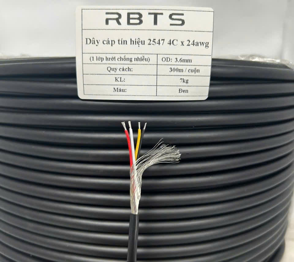 Cáp tín hiệu điều khiển có 1 lớp lưới chống nhiễu 2547 4C24AWG - RBTS