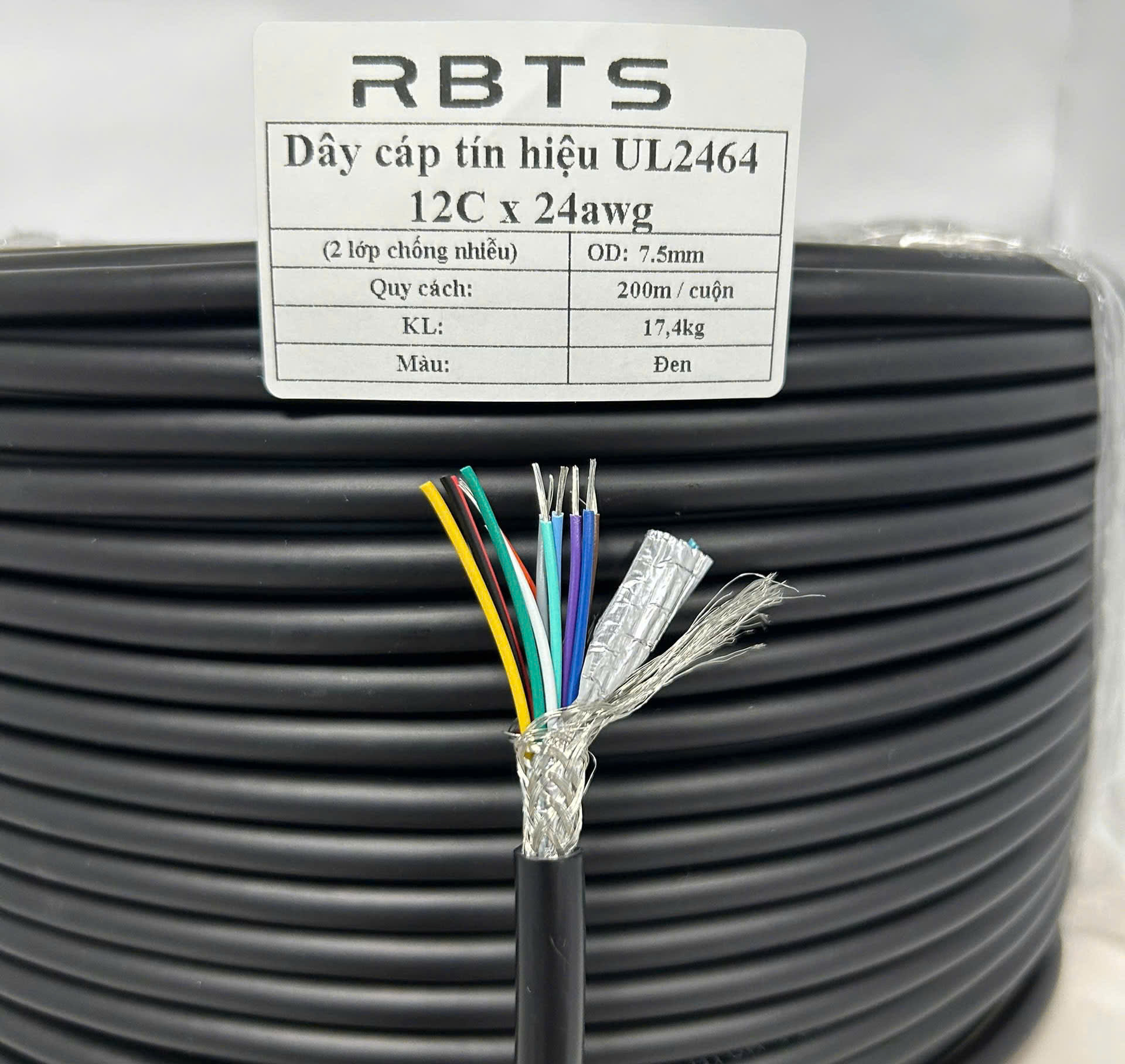 Cáp tín hiệu điều khiển có 2 lớp chống nhiễu UL2464 12C24AWG – RBTS