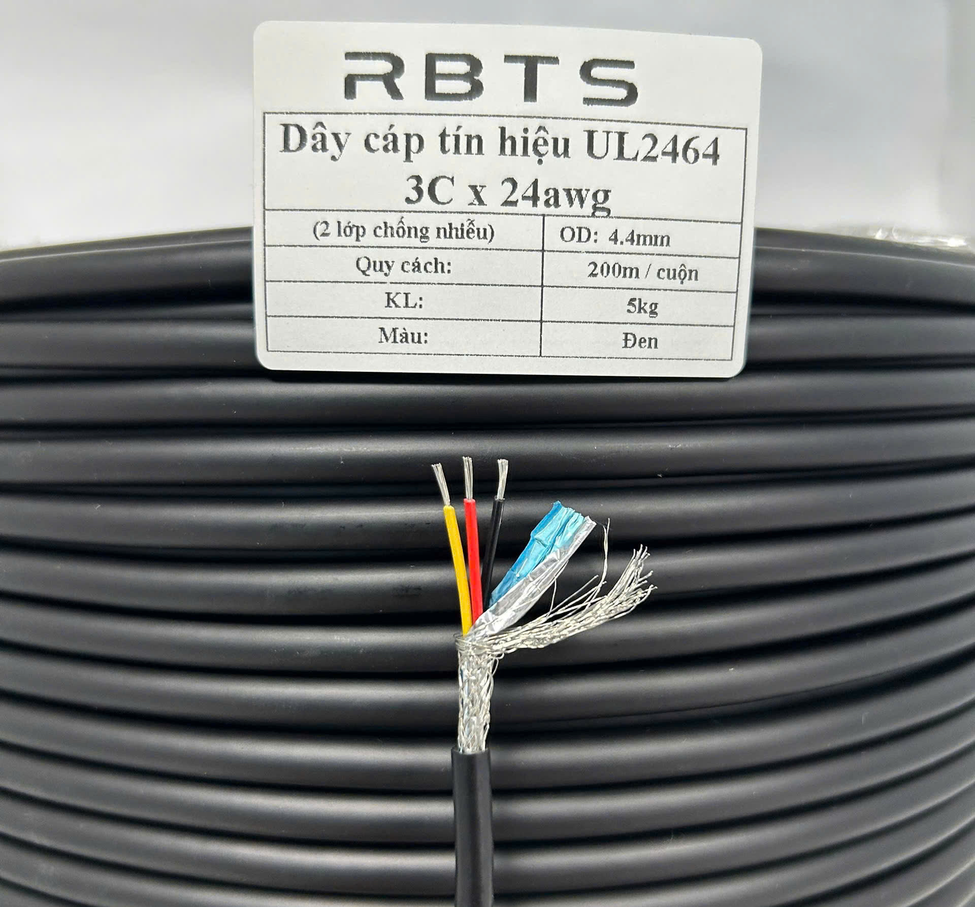 Cáp tín hiệu điều khiển có 2 lớp chống nhiễu UL2464 3C24AWG – RBTS