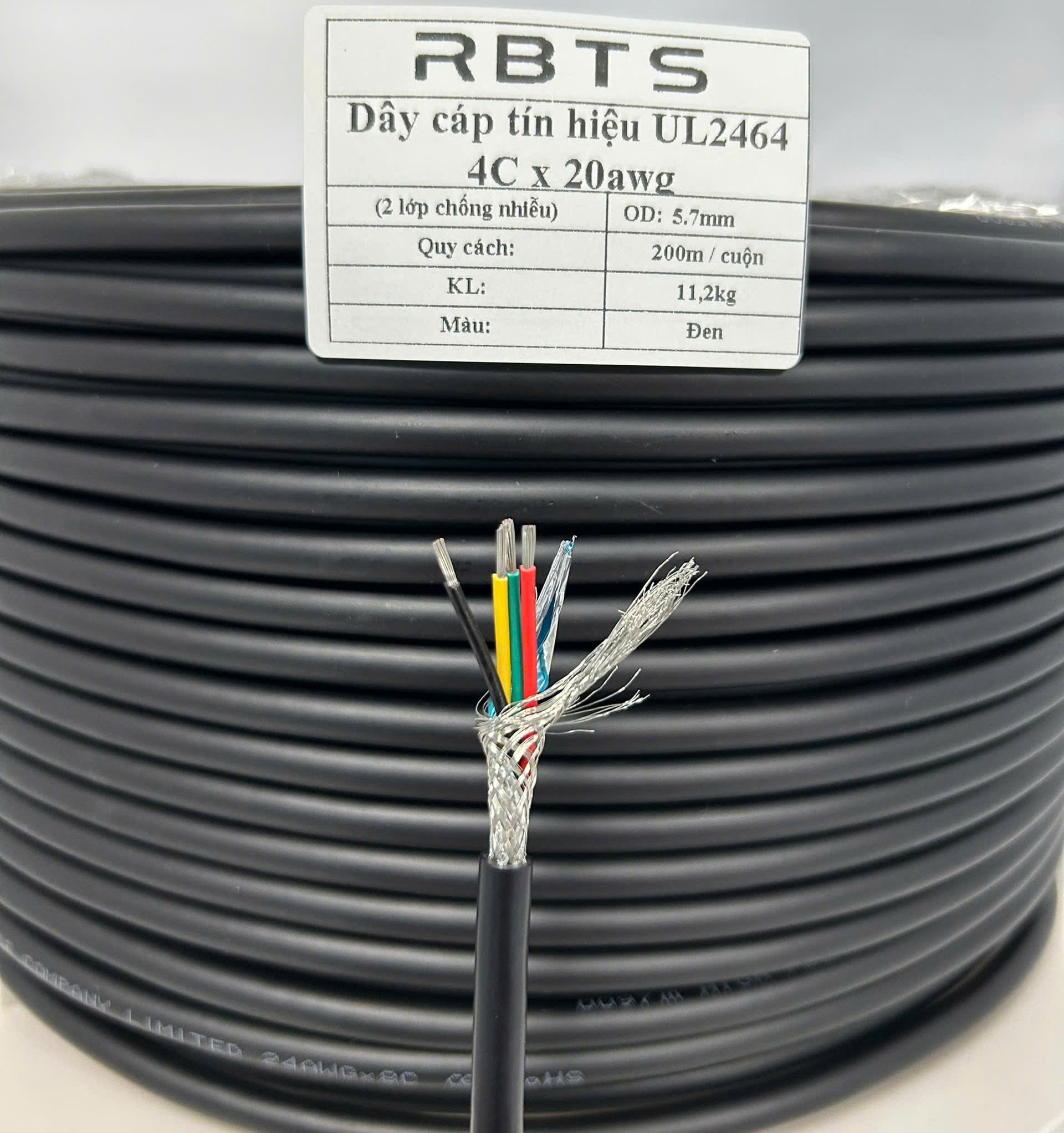 Cáp tín hiệu điều khiển có 2 lớp chống nhiễu UL2464 4C20AWG – RBTS