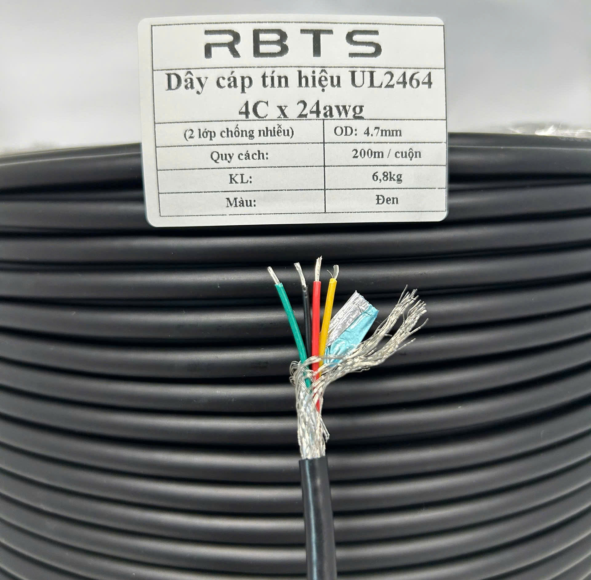 Cáp tín hiệu điều khiển có 2 lớp chống nhiễu UL2464 4C24AWG – RBTS