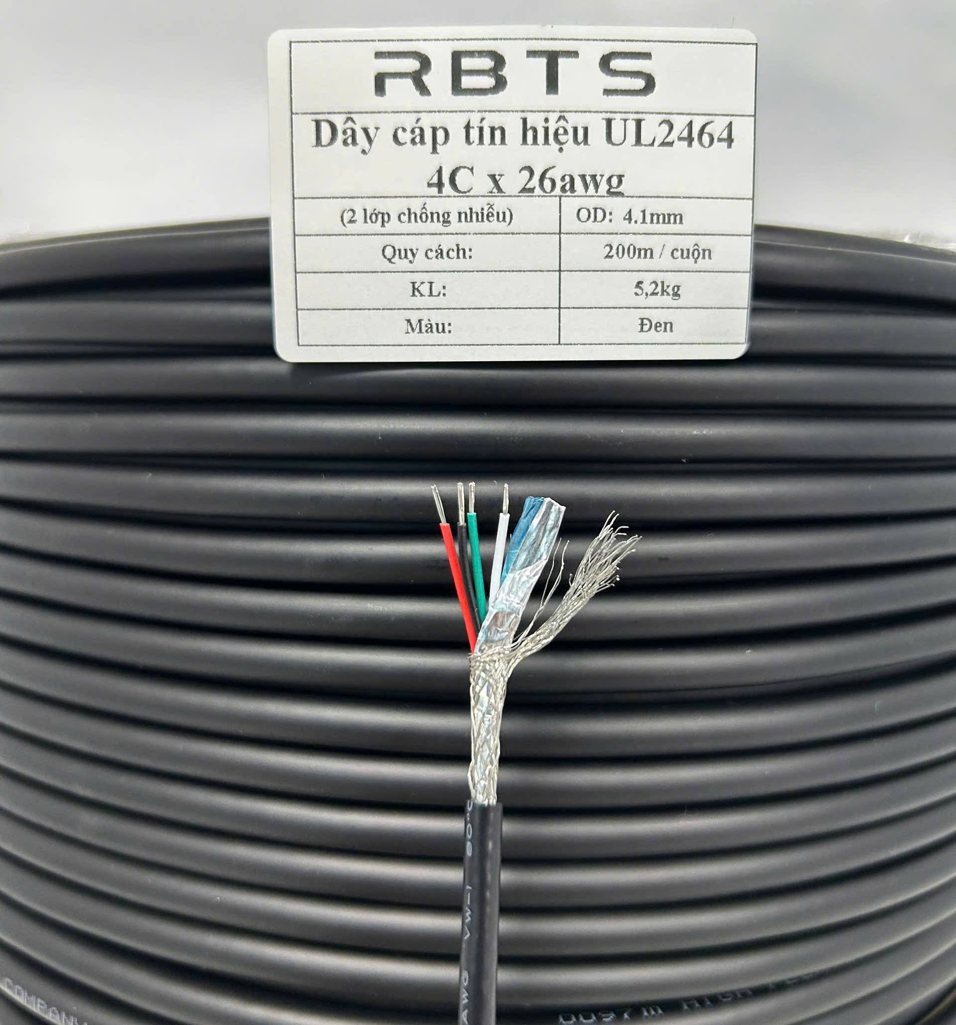 Cáp tín hiệu điều khiển có 2 lớp chống nhiễu UL2464 4C26AWG – RBTS