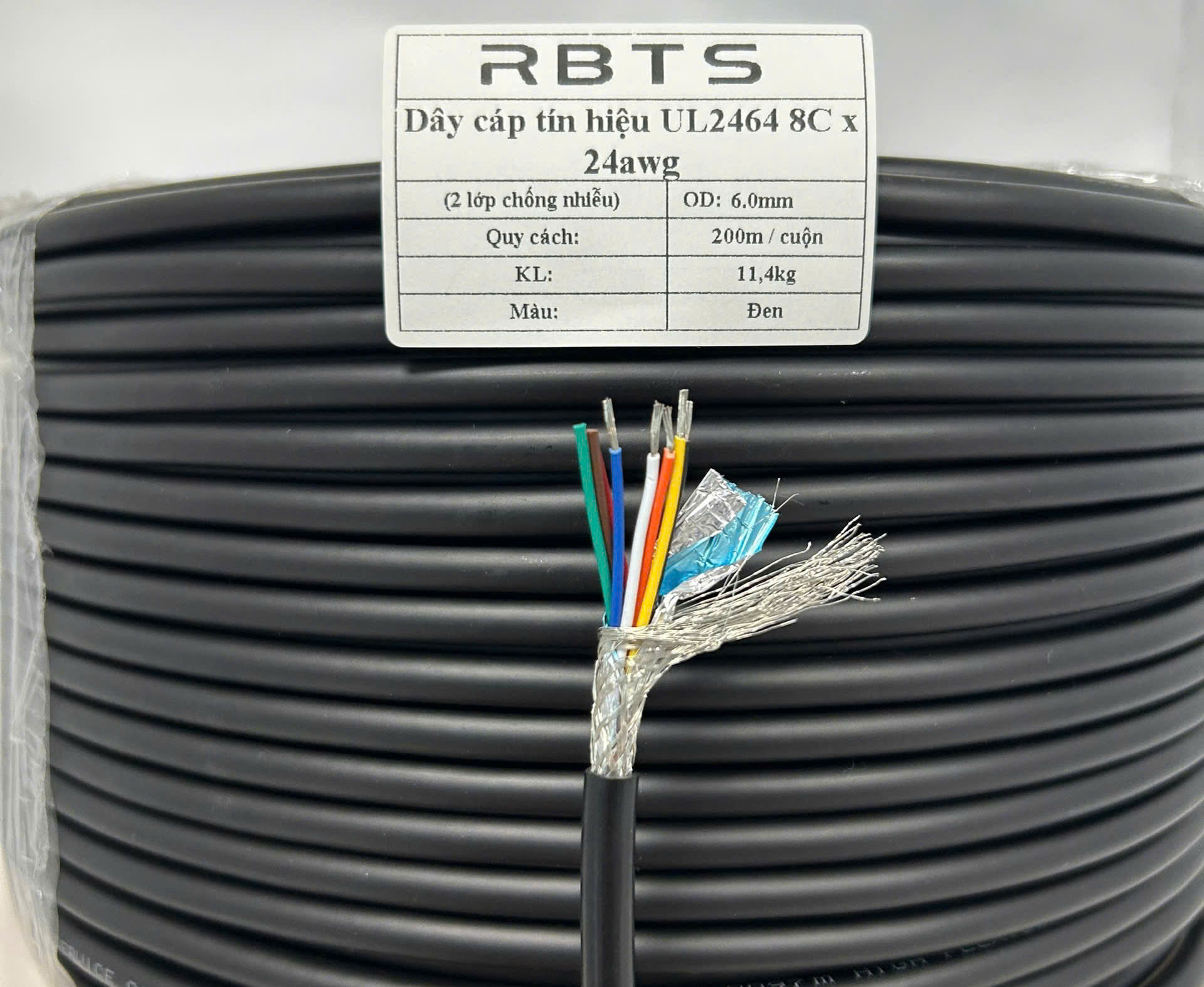 Cáp tín hiệu điều khiển có 2 lớp chống nhiễu UL2464 8C24AWG – RBTS